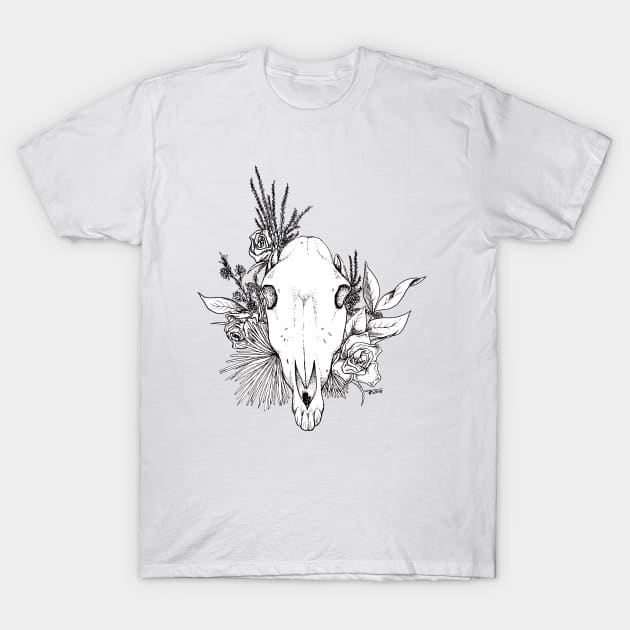 Floral Horse Skull T-Shirt by ace-of-lords